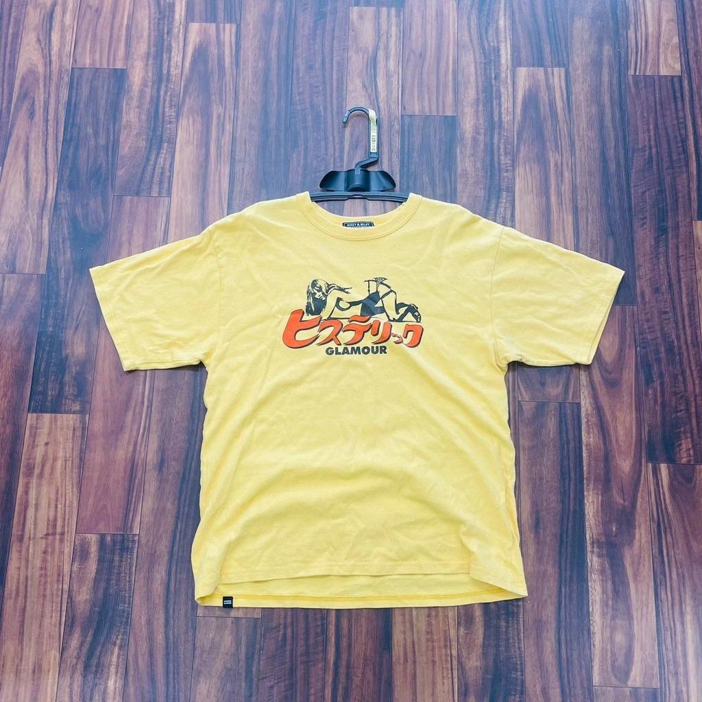 HYSTERIC GLAMOUR Comic Graphic T-Shirt Yellow Size L Japan Made Vintage