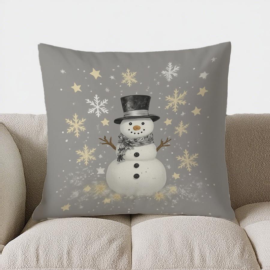Home Decor Christmas Trees &amp; Snowflakes Decorative Pillow Pattern Cushion Cover Suitable For Sofa Bedroom Car Pillow Cover