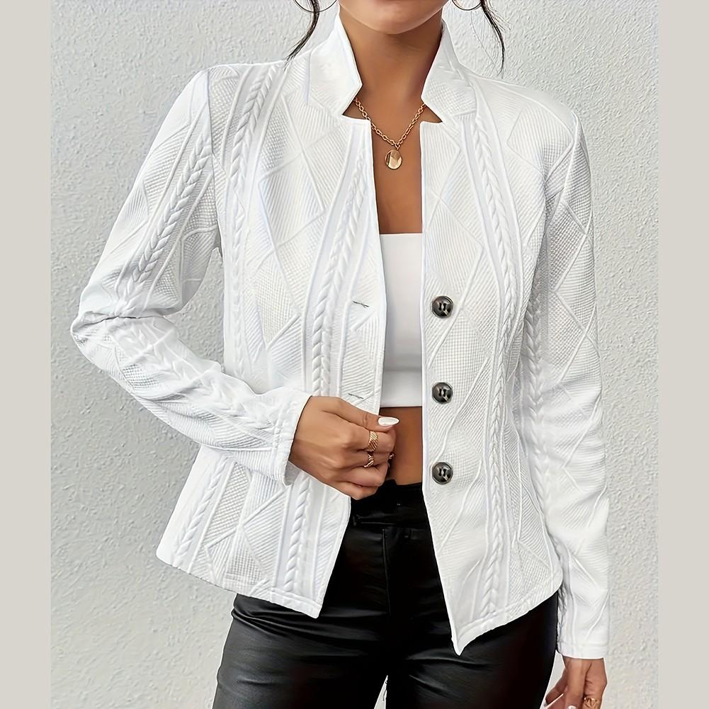 Button Patterned Small Suit Jacket Women for Autumn Winter Casual Blazer