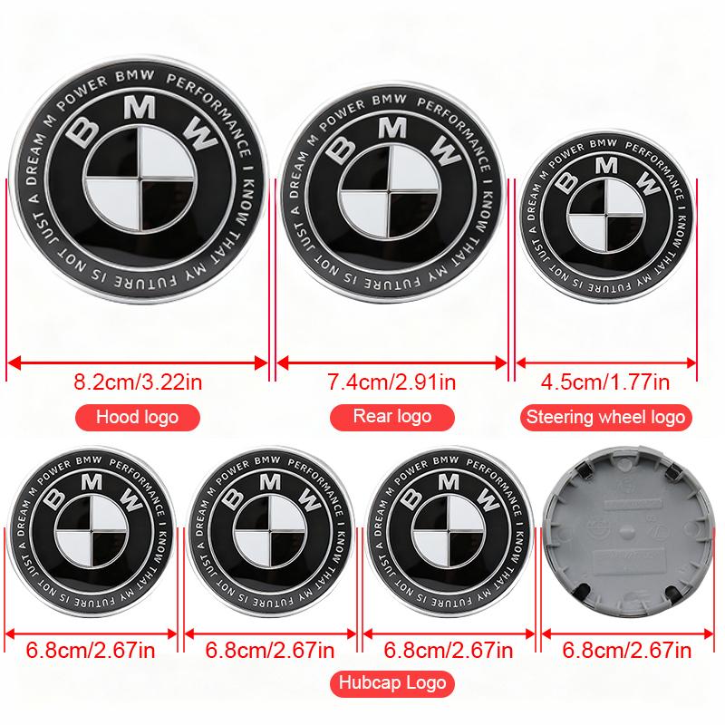 For BMW 5SE28 1/4/7Pcs Car Hood Front Rear Trunk Emblem Steering Wheel Sticker Hub Center Cap For BMW F18 F10 E64 E63 E60 E52 E83 E46 E92 E90