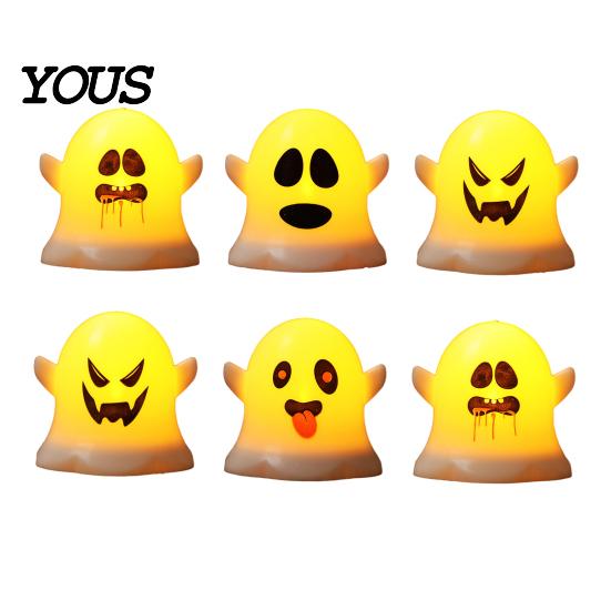 Small Ghost Figurine Light 6 Pcs Decorative Light, LED Color Changing Warm Flameless Battery-Operated Soft White Lamp Mini Spirit Night Lamps, Spooky