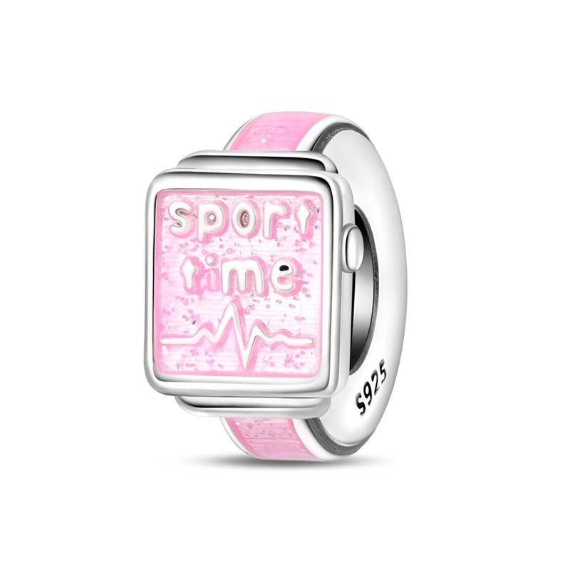 925 Silver Pink Series Dessert Cake Heart Camera Charms Beads For Women Fit Bracelet DIY Birthday Jewelry Gift
