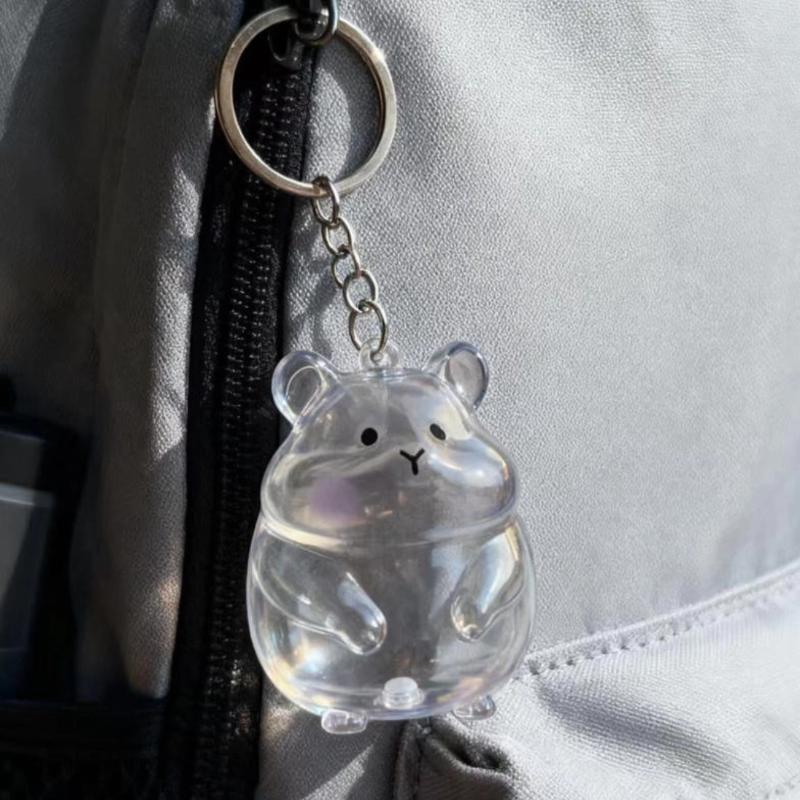 1/2Pcs Pet Fur Keepsake Capsule Keychain Cute Hamster Shape Transparent Hamster Fur Storage Box Hair Storage Pendant