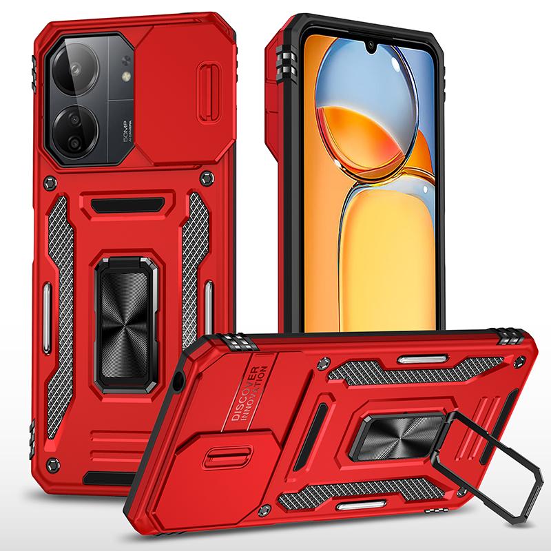 Armor Series For Xiaomi Redmi 13C 4G/5G/13R 5G/Poco M6 5G/Poco C65 4G Phone Case with Slide Camera Cover