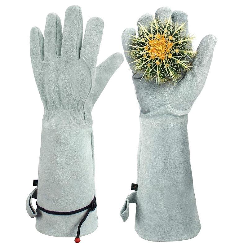 1 Pair Protective Cowhide Long Tube Gardening Gloves