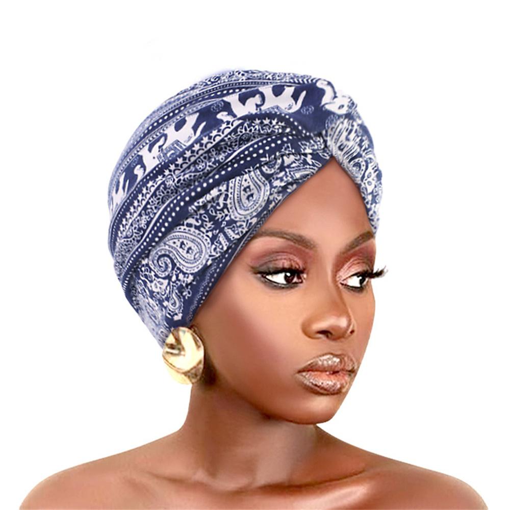 Fashion Women Printed Cross Twist Turban Cap For Women Headband Indian Hat African Head Wraps Lady Hair Accessory Turbante Mejur