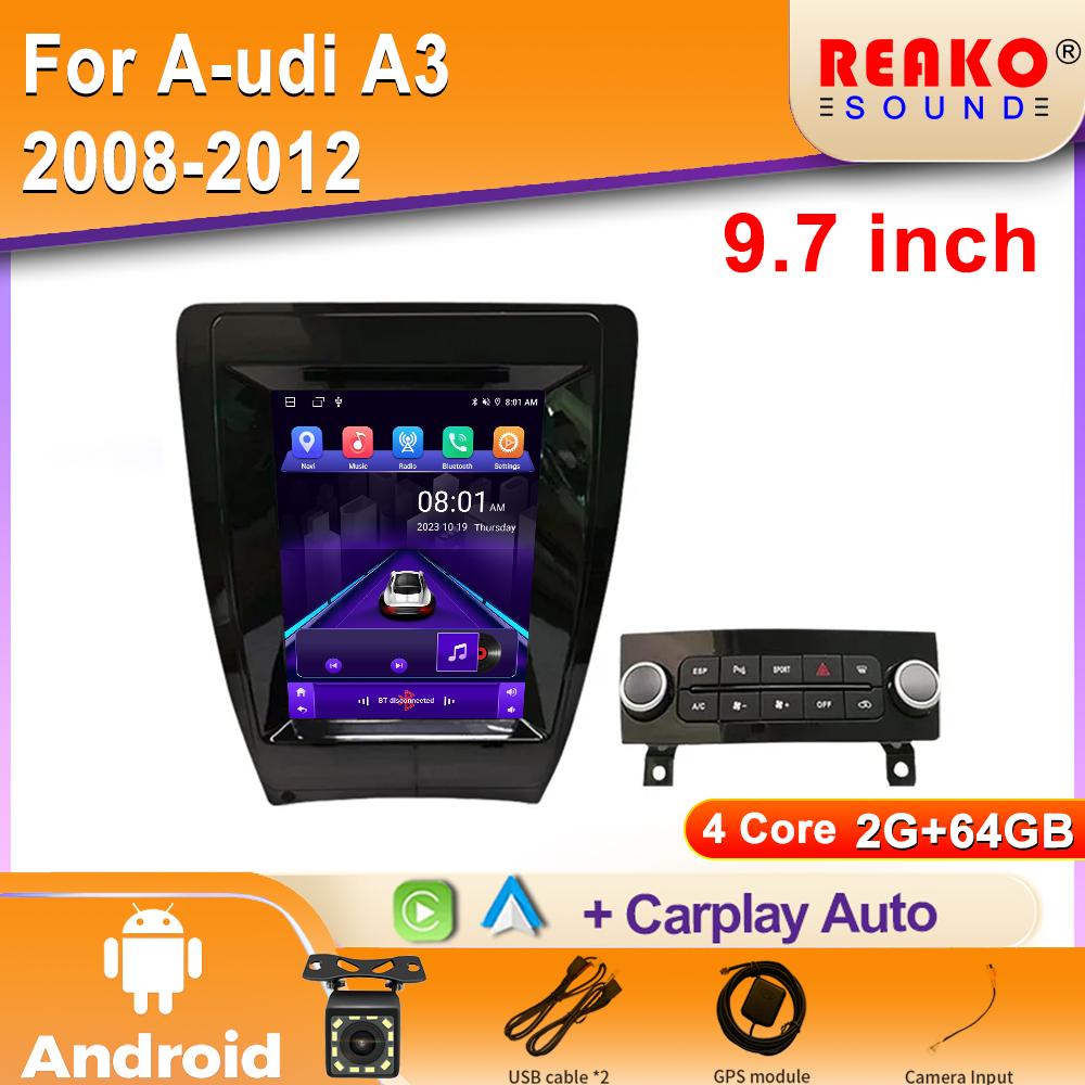 Android Car Multimedia Player for A-udi A3 2008-2012 9.7 Inch Car Radio GPS Navigation DSP Carplay Audio Video Player