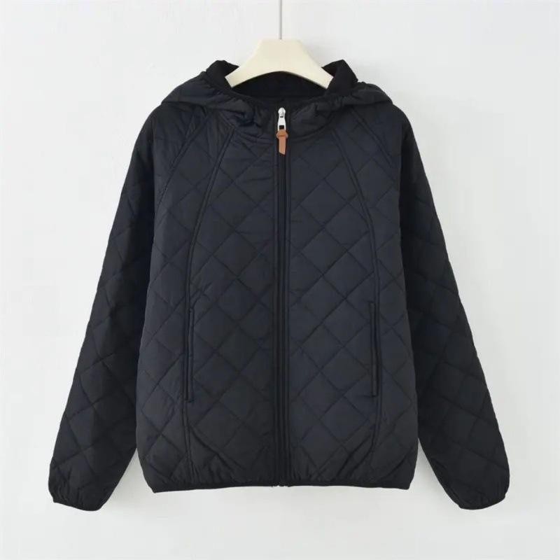 Light Thin Cotton-padded Clothes Women's Short Coat Spring Autumn Loose Hooded Warm Jacket Lady Casual Tops Quilted Outerwear