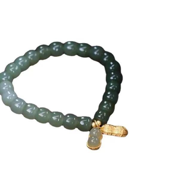 Natural Hetian Jade Buckle Bracelet Amulet Transfer Beads Bracelet for Women Girls Girlfriends Jewelry Blessing Gifts