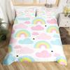 Cartoon Rainbow Sun Bedding Set For Girls Kids Bedroom Decor Comforter Cover Kawaii Art Duvet Cover Polyester Comforter Cover