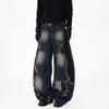 Pantaloni Larghi Unisex Patchwork High Street Orlo Grezzo Gamba Curva