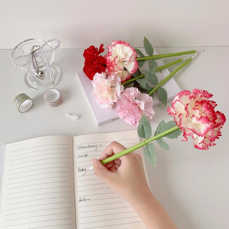 Artificial Flower Flower Ballpoint Pen Teacher'S Day Gift Writing Smoothly Neutral Gel Pens Sweet Carnation Rose