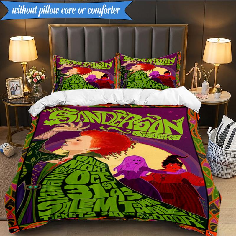 Halloween witches 3pcs K-pop music group Bedding set,Ideal for Bedroom, Dormitory,Including Duvet Cover And 2pcs Pillowcases,Fan gifts