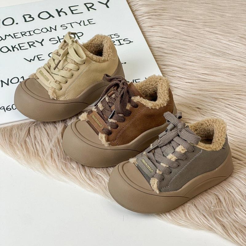 Girls Cotton Shoes 2025 Winter New Children's Warm Board Shoes Boys Retro Velvet Thickened Velcro Casual Shoes
