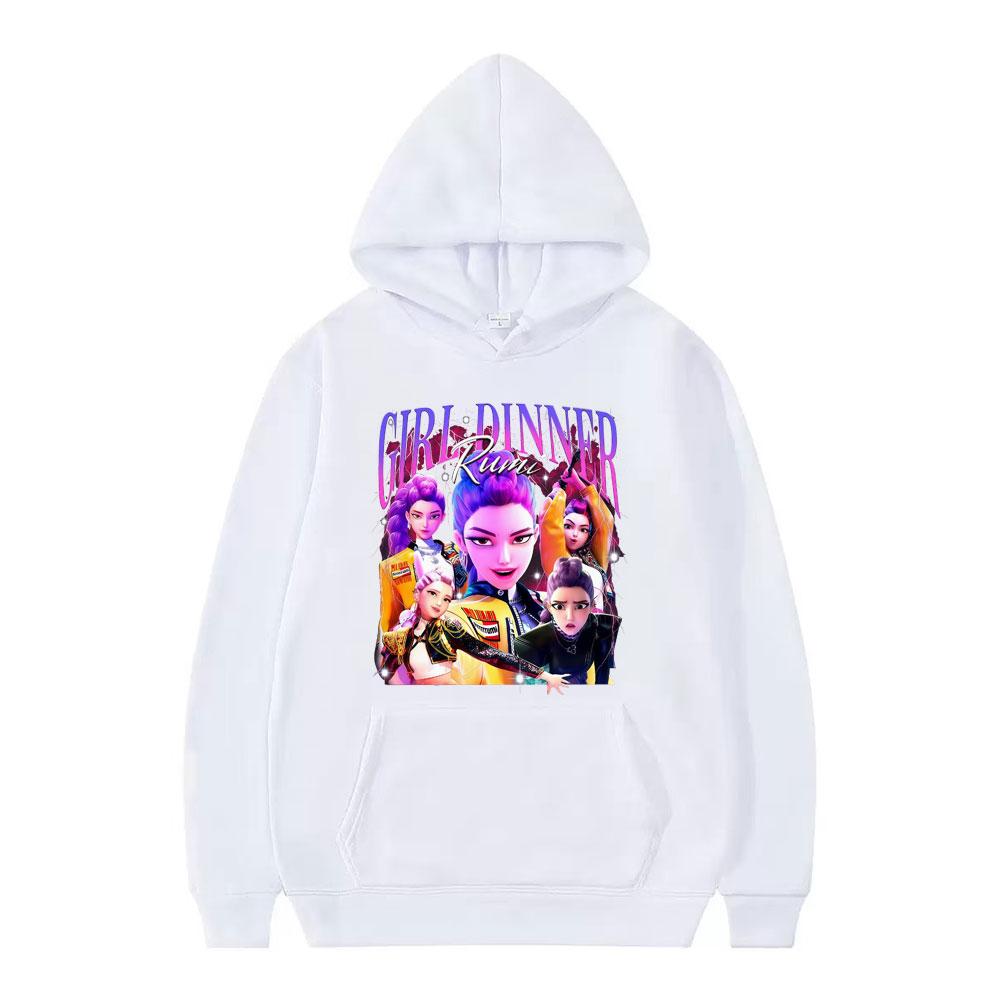Girl Dinner Rumi Kpop Demon Hunters Hoodie Fashion Hip Hop Harajuku Sweatshirt Men Women Long-sleeved Casual Aesthetic Pullover