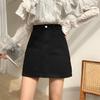 Women's High Waist Black A-Line Denim Mini Skirt - Slimming Korean Style for Spring/Summer 2026
