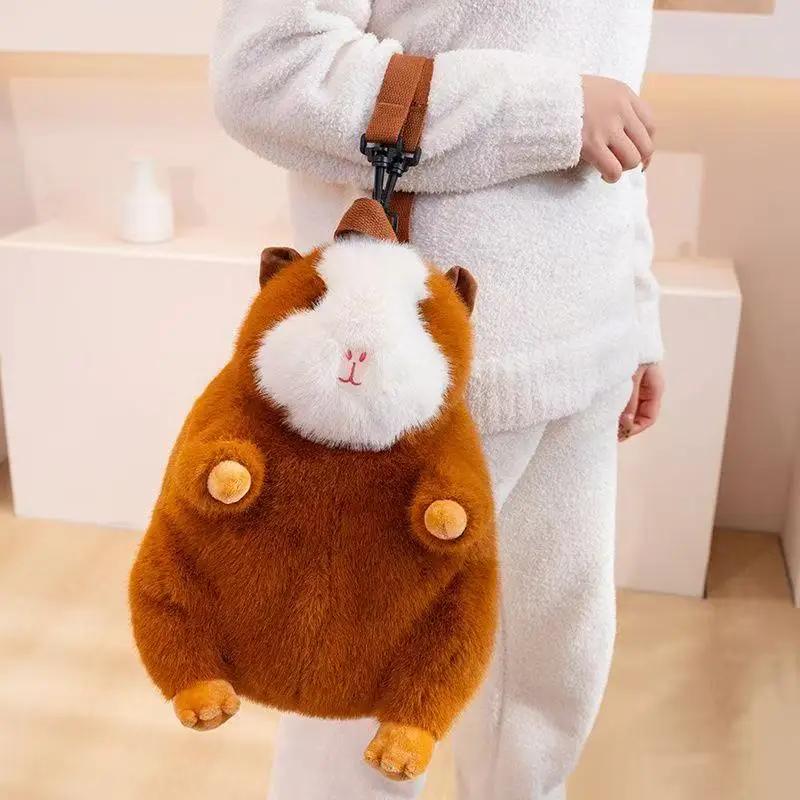 Söt Tecknad Marsvin Plysch Ryggsäck Mjuk Fylld Djur Dockor Kawaii Gris Plyschväskor Studentryggsäck Damhandväska