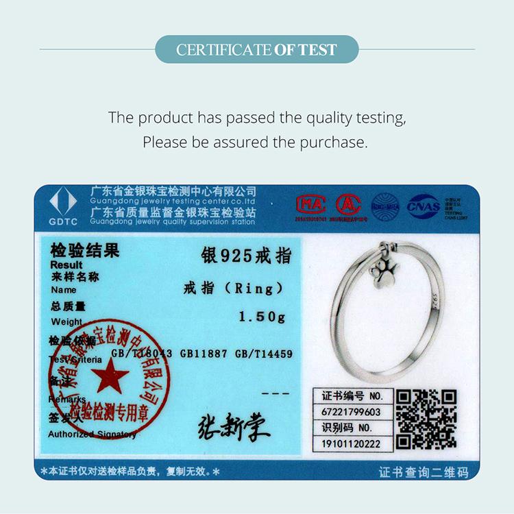 WOSTU Ring aus 925er-Sterlingsilber, schlichter süßer Hundekrallen-Ring für Damenringe, edler Schmuck