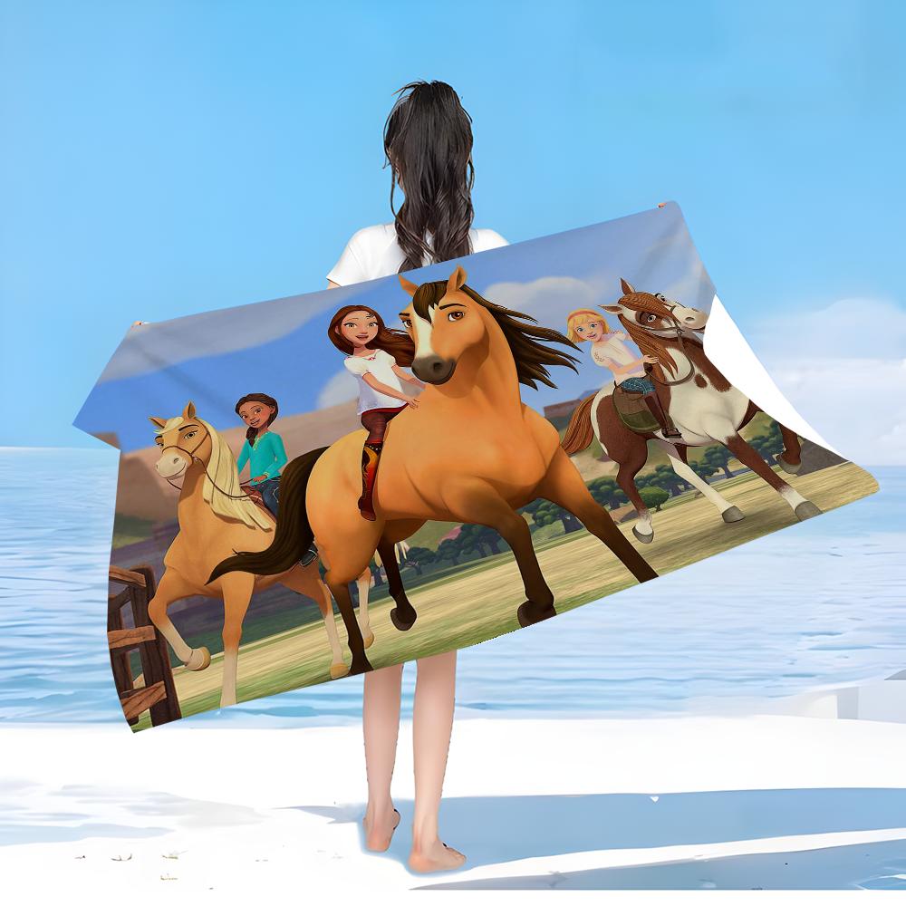 Spirit Riding Free Horses Microfiber Beach Towel Absorbent Quick dry Soft Yoga Swimming Resort Mountain Climbing Towel
