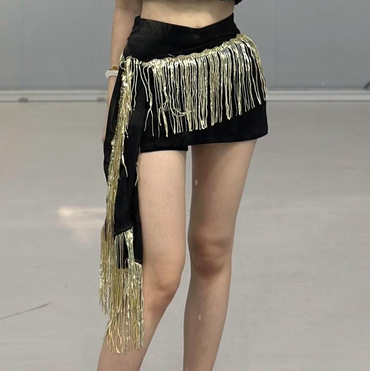 Shiny Tassel Belly Dance Waist Chain and Hip Scarf for Beginner Jazz or Nightclub Performance