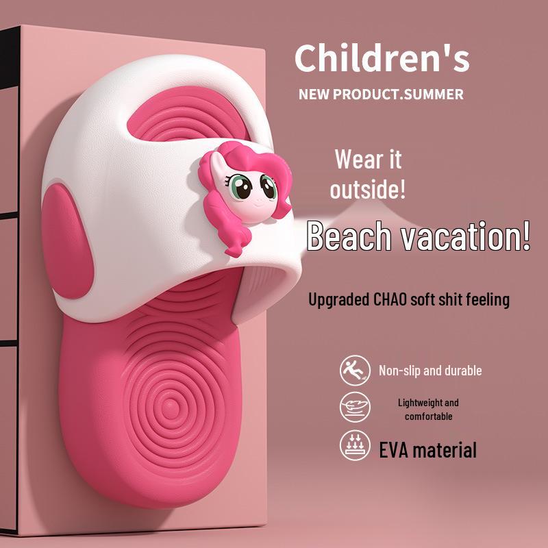 Authentic My Little Pony Parent-Child Non-Slip Summer Slippers for Kids - Pinkie Pie Cartoon Indoor Shoes