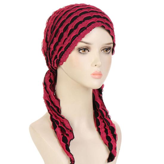 Solid Color Ruffle Slouchy Hat Soft Women Elastic Hair Bonnet Night Sleeping Cap Braids Long Curly Hair Wrap Skull Cap