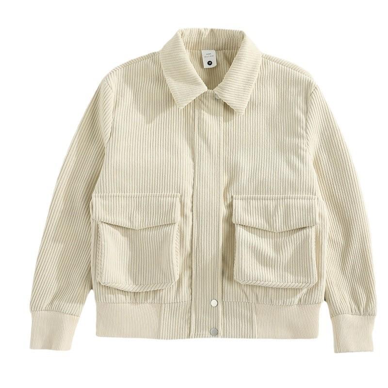 Men's Spring and Autumn Thin Section of The Plus Size Short Paragraph Lapel Loose Solid Colour Casual Jacket Zip Section Jacket