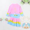 Girls' 2025 Long-Sleeved Cartoon Dolphin Swimsuit with Short Skirt