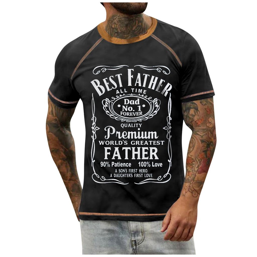 Men's Raglan T-shirt Retro Short Sleeve Round Neck Letter Printing Tops