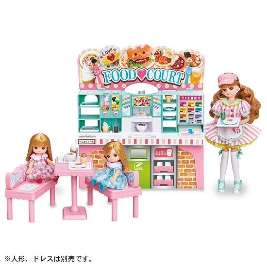 TAKARA TOMY "Licca-chan Waiwai Food Court" Dress-up Doll Pretend Play Toy, Ages 3 and up, Toy Safety