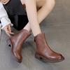 Fashion Women Ankle Boots Genuine Leather British Style 2025 New Winter Fashion Women Boots Thick Bottom Lace-up Short Boots Women