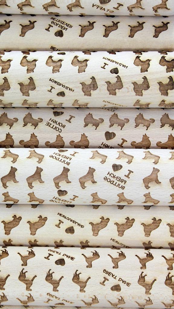 Airedale Terrier, Bingley Terrier - malý váleček na těsto se psem, vzorovaný váleček na těsto, vychytávka pro keramiky značky Art-Dog