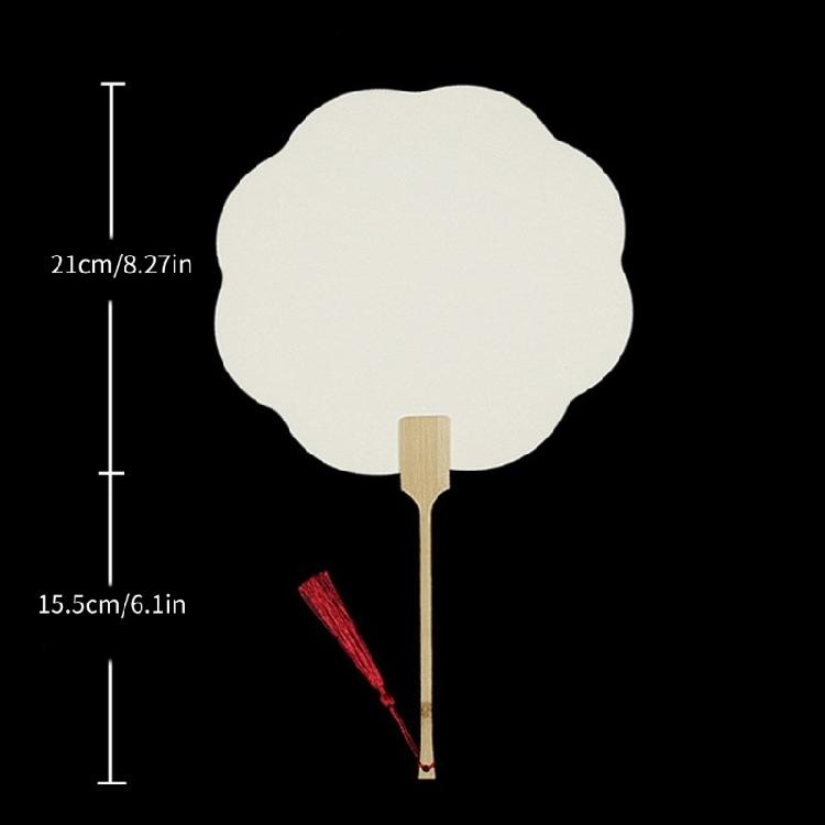 Chinese Rice Paper Fan White Round Fan with Tassels DIYs Blank Fan Decors