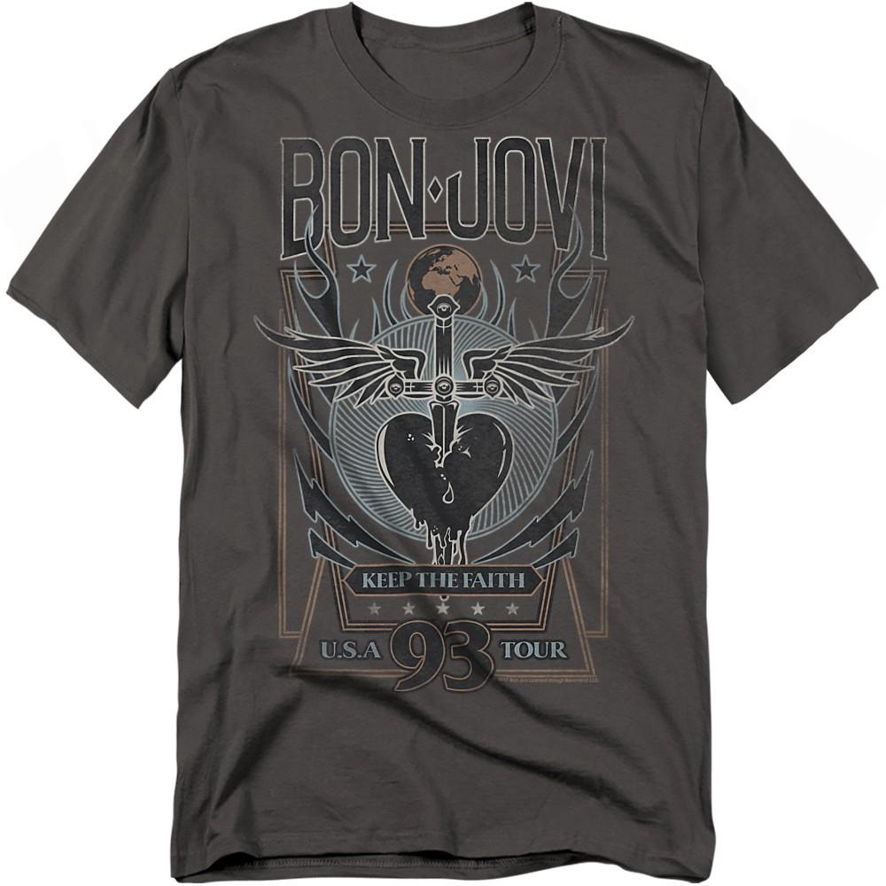 Bon Jovi Keep The Faith T-Shirt S-4XL Charcoal M