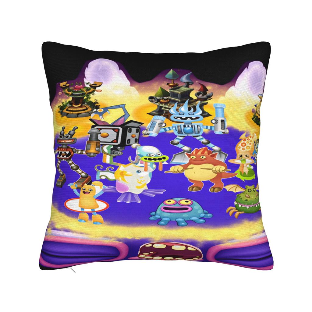 My S-Singings M-Monsters Pillow Case  Kawaii Pillow Cover Graphic Pillowcases For Living Room Sofa