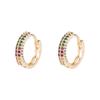 Women Creative Geometric Hoop Earrings Small Round Colorful Zircon Crystal Ear Studs Gold Color