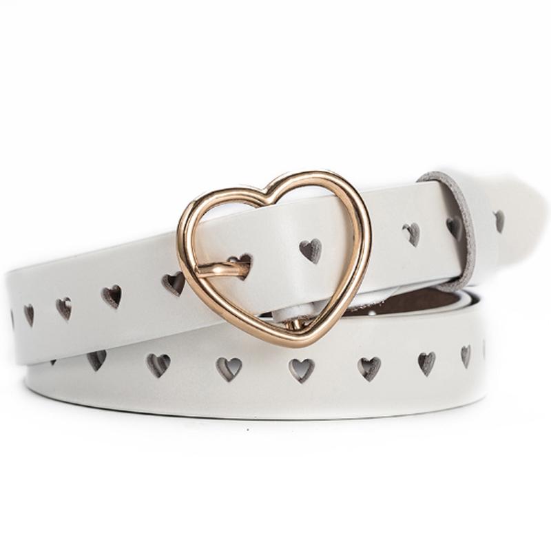 Женский ремень вычет сбоку золотая пряжка джинсы дикие ремни мода студенты простые повседневные брюки ремень 100CM белый