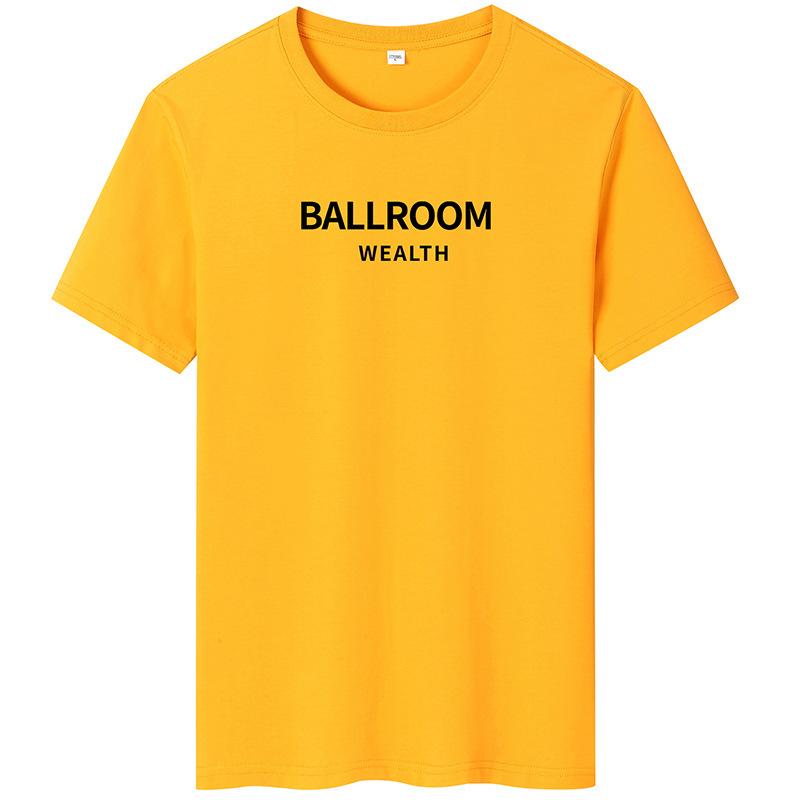 

Мужская футболка с короткими рукавами для бальных танцев, повседневная хлопковая футболка с круглым вырезом, большой размер 6XL жёлтый