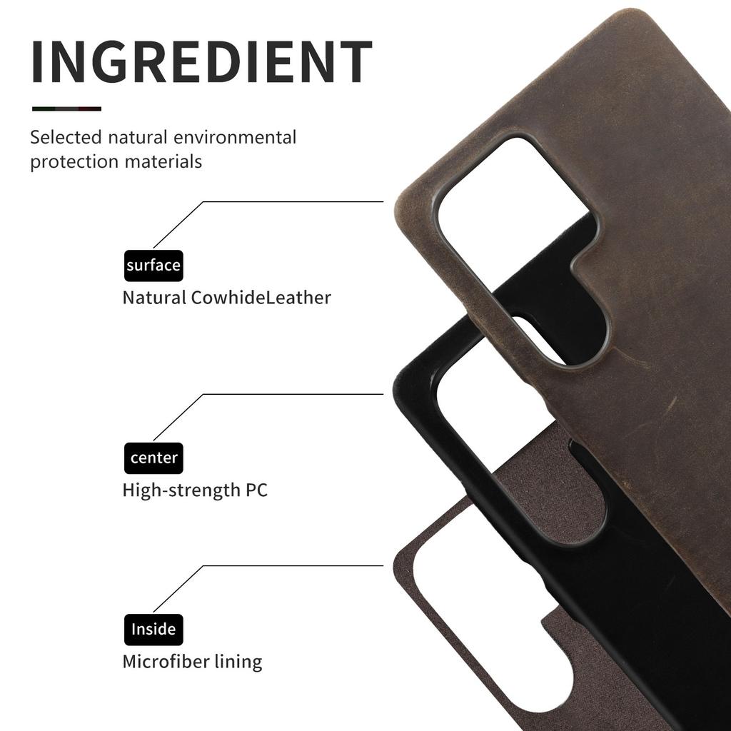 Vintage Genuine Leather Case for Samsung Galaxy S26 Ultra S25 S24 S23 S22 S21 S20 S25FE Magnetic PULL-UP Cowhide Phone Cover