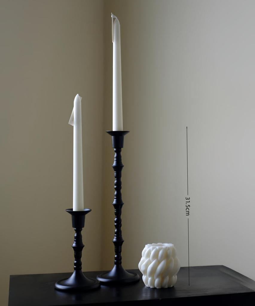 Black Wrought Iron Retro Candlestick Ornament for Christmas, Halloween, Weddings