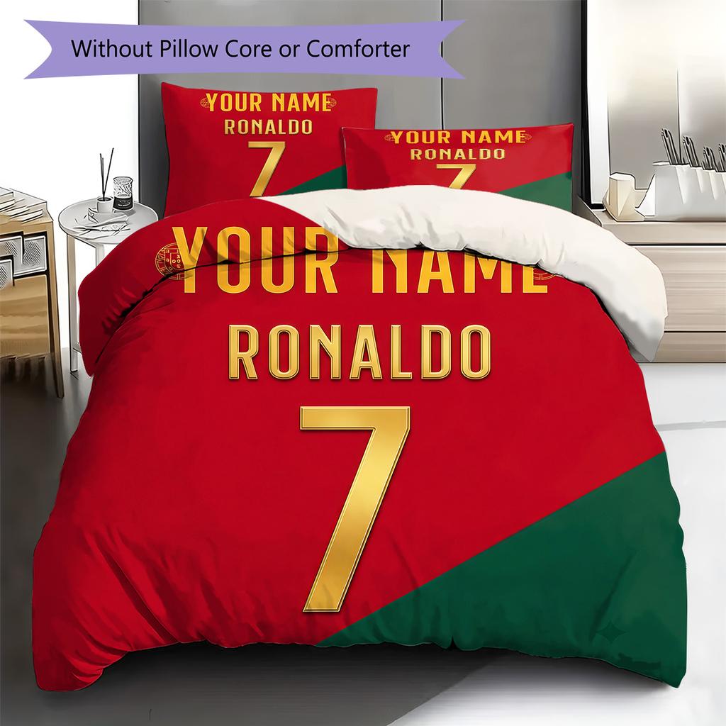 Benutzerdefinierte Name CR7 Bettwäsche, Steppbett Set Bettbezug Kissenbezug Zuhause Geburtstagsgeschenk(1 Bettbezug + 2 Kissenbezüge, ohne Füllung) -HE53