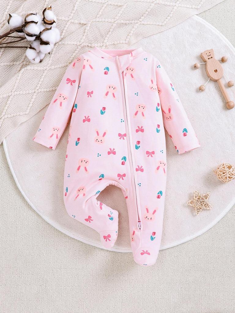 Newborn Long Sleeve Bodysuit with Double Zipper for Easy Change - Autumn/Winter Belly Protection, Prevents Chills