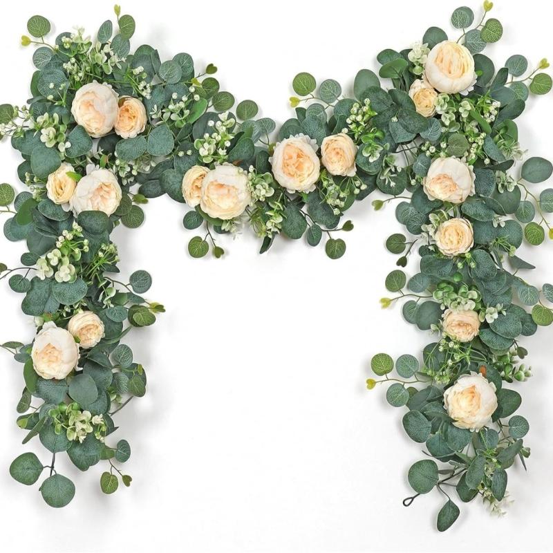 180cm Artificial Flower Vine with Camellia Rose Design Decorative Flower Garland for Wedding Arch Party Wall Backdrop Decoration