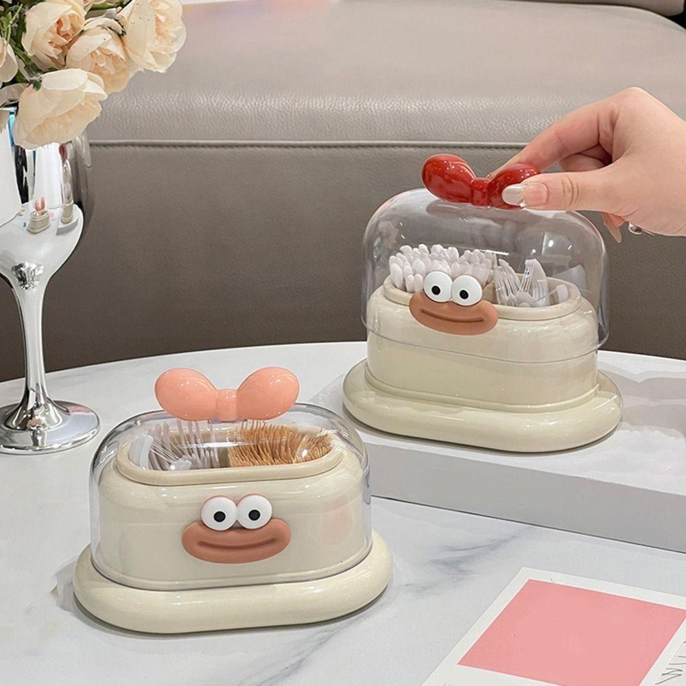 Double Grid Dopamine Toothpick Box Plastic Dental Swab Tube Practical Cotton Swab Tube  Living Room
