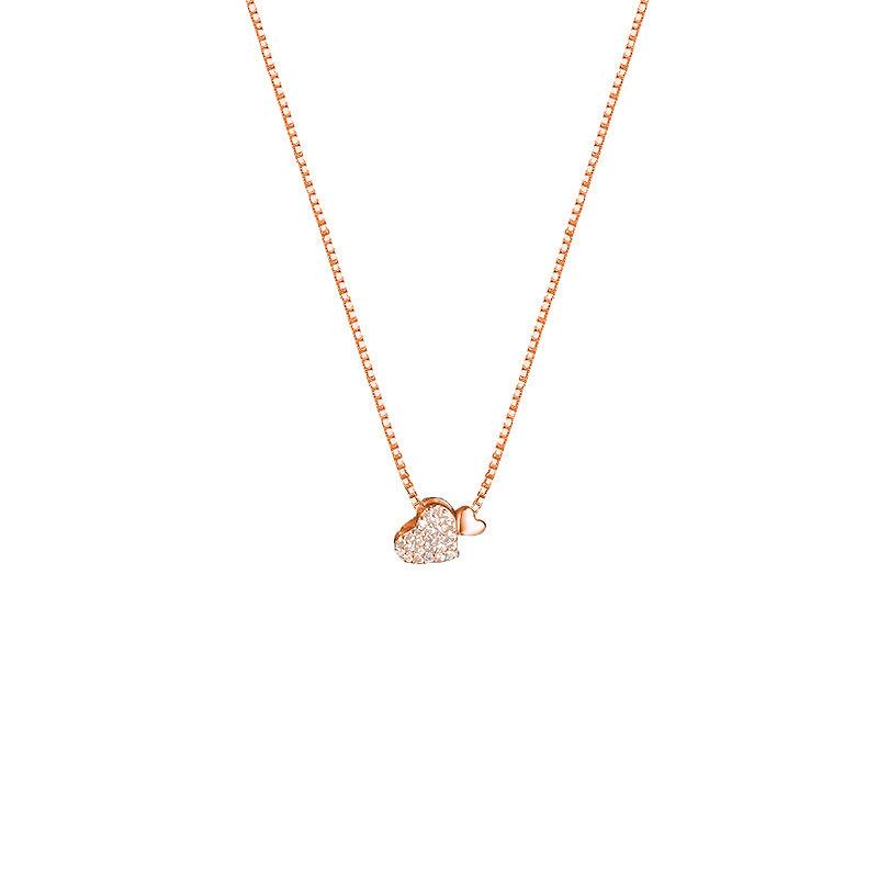 

925 Sterling Silver Heart Necklace Personality Charm Geometric Shape Pendant Choker Birthday Gift for Women Exquisite Jewelry рожевий колір золота