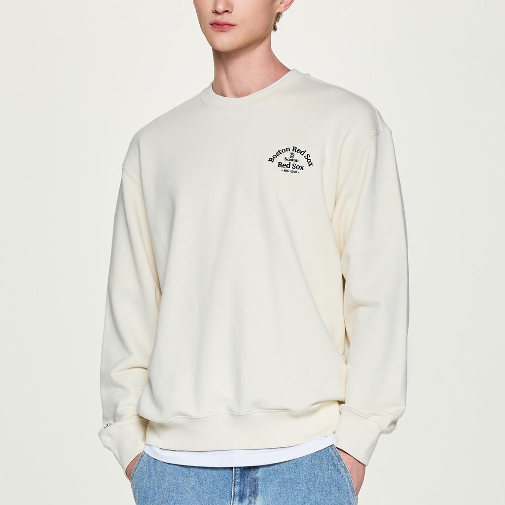 MLB Boston Red Sox Crewneck Basic Sweatshirt Unisex Sweatshirt Cream 3AMTB1754-43CRS