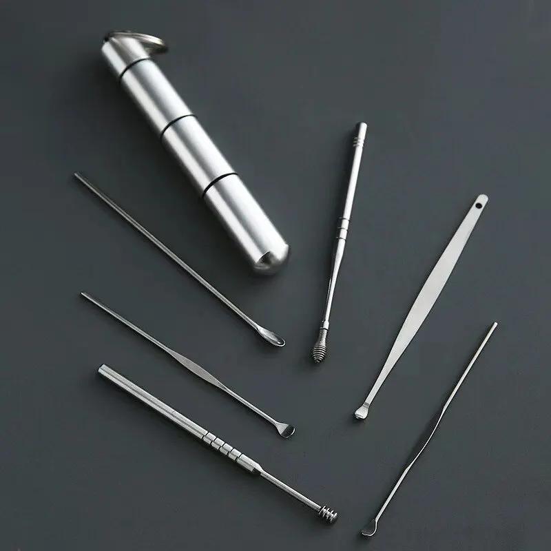 Stainless Steel Ear Picker Set Portable For Ear Puller Multi-Functional Ear Cleaning Safe Material Non-Slip Handle
