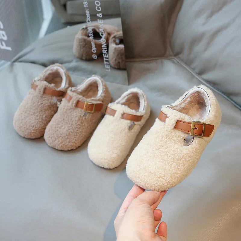 Новые зимние детские повседневные туфли однотонные модные хлопковые туфли для девочек — фото 4