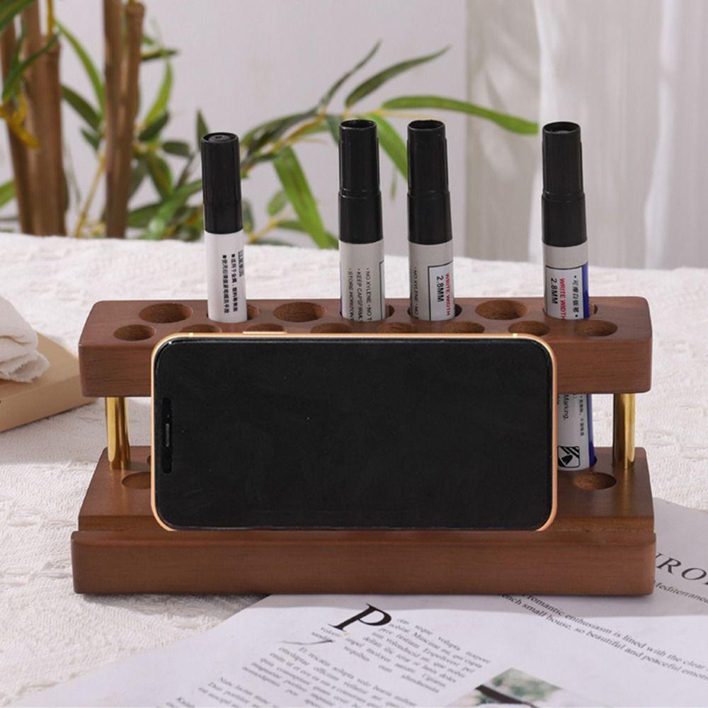 Multifunction Walnut Pens Holder 9/15 Slots Toothbrush Holder  Desktop Ornaments