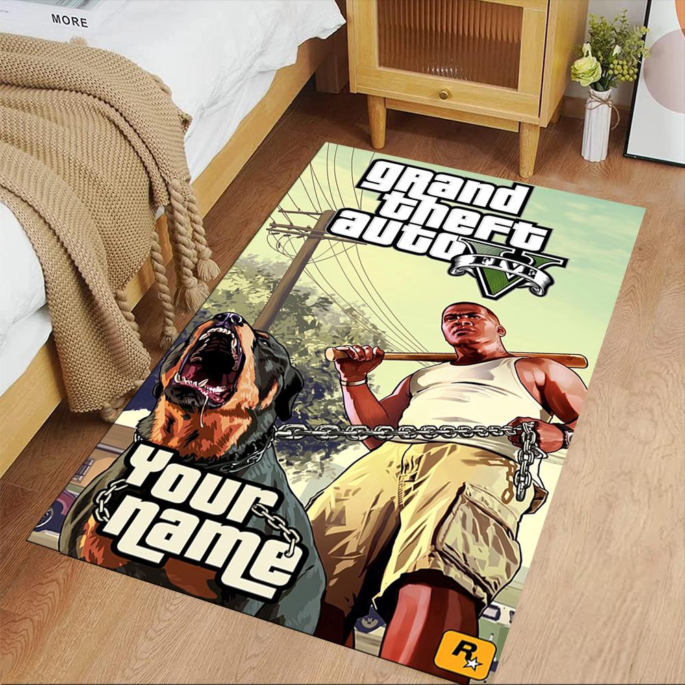 Grand Theft Auto Customizable Name Floor Rug Office Rug Perfect for Playrooms Hallway Living Rooms Decorate room Antislip Carpet Decorate Offices